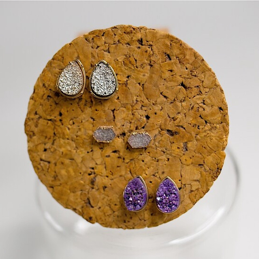Glitter gem stud earring set